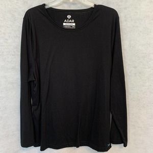ADAR Black Long Sleeve T Shirt Plus Size 3XL